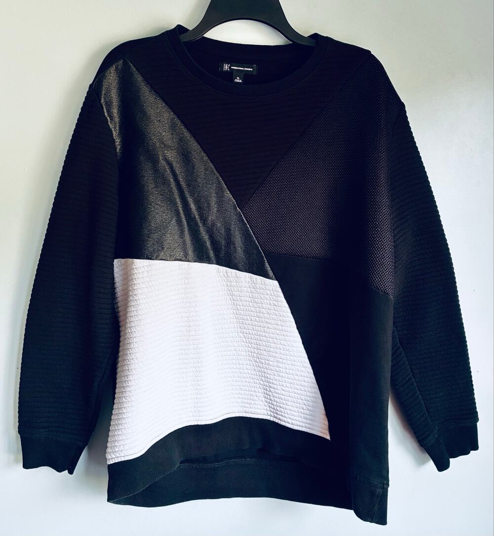 International Concepts INC Pullover Sweater Color Block XL White Black